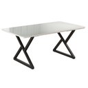 Ver imagem 1 de Mesa para Sala de Jantar Retangular 160x90cm MDF com Vidro Império Branco/Preto Fosco/Off White