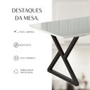 Ver mais imagens de Mesa para Sala de Jantar Retangular 160x90cm MDF com Vidro Império Branco/Preto Fosco/Off White