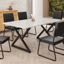 Ver imagem 2 de Mesa para Sala de Jantar Retangular 160x90cm MDF com Vidro Império Branco/Preto Fosco/Off White