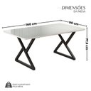 Ver imagem 3 de Mesa para Sala de Jantar Retangular 160x90cm MDF com Vidro Império Branco/Preto Fosco/Off White