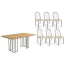 Ver imagem 1 de Conjunto: Mesa de Cozinha Duina C/ Tampo de Madeira 160cm e 6 Cadeiras Noruega Niquel/freijo -