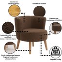Ver imagem 3 de Kit 3 Cadeiras Estofadas para Sala de Espera Tecido Veludo Aconchegante Pés de Madeira Resistente