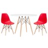 Mesa Redonda Eames 100cm Branco + 2 Cadeiras Vermelho - 1