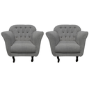 Ver imagem 2 de Kit 2 Poltronas Decorativa Dália Linho Cinza Pés Madeira