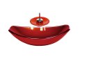 Ver imagem 1 de CUBA DE VIDRO OVAL CHANFRADA 46CM VERMELHO FERRARI + VALVULA + TORNEIRA CASCATA