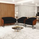 Ver imagem 2 de Namoradeira e 2 Poltronas Industrial Preto Stella Noz/linho D03 - D’Rossi