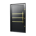Ver imagem 1 de Porta Pivotante Alumínio Lamb.Evolution c/Pux.D.Elite Preto Gold 216x150 Brimak