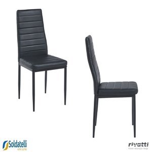 Kit 2 Cadeiras V1001 Base em Aço Estofada em Pvc Preta ou Marrom - Rivatti