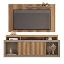 Ver mais imagens de Conjunto Decorativo Rack e Bancada Brendan MDF/MDP Ripado para TV 55 Pol. Buriti/Fendi G11 - Gran Be