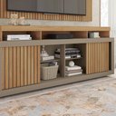 Ver imagem 7 de Conjunto Decorativo Rack e Bancada Brendan MDF/MDP Ripado para TV 55 Pol. Buriti/Fendi G11 - Gran Be