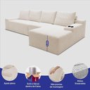 Ver imagem 3 de Sofá Modular Evo de 4 Lugares com Chaise Esq Evo. Three 3,40m Boost Tech em Velourê Cama Inbox