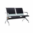 Ver imagem 1 de Cadeira Longarina 2 Lugares com Estofado Preto