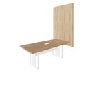 Ver imagem 3 de Mesa Industrial 2m 1 Cx de Tomada Pé Metal e Painel de Tv F5 Cor:macadâmia com Branco