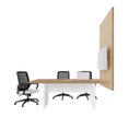 Ver imagem 4 de Mesa Industrial 2m 1 Cx de Tomada Pé Metal e Painel de Tv F5 Cor:macadâmia com Branco