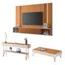 Ver imagem 1 de Conjunto Home Suspenso C/led Aparador e Mesa de Centro Vivant/cadenza/empire Mdf/mdp Cinamomo/off Wh