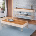 Ver imagem 3 de Conjunto Home Suspenso C/led Aparador e Mesa de Centro Vivant/cadenza/empire Mdf/mdp Cinamomo/off Wh