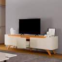 Ver imagem 4 de Rack Atenas para Tv até 75 Polegadas 4 Portas 1 Gaveta Mavaular:off White / Naturale