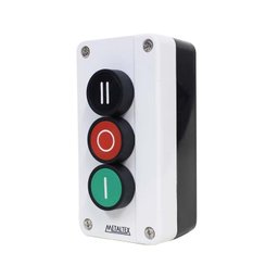 Botoeira Plástica Cinza 3 Botões 22mm Cores Pt/vd/vm Na+nf - 1