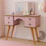 Penteadeira Infantil Rosa com Espelho e 4 Gavetas Quarto de Menina - 4