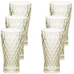 Copo de Plástico 500ml Cristal Glamour Âmbar com 6 Unidades Plasutil Ref.14205 - 1