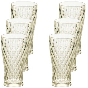 Copo de Plástico 500ml Cristal Glamour Âmbar com 6 Unidades Plasutil Ref.14205