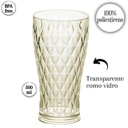 Copo de Plástico 500ml Cristal Glamour Âmbar com 6 Unidades Plasutil Ref.14205 - 3