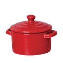 Ver imagem 1 de Mini Caçarola Cerâmica Vermelha Esmaltada 250ml Moderna Panelinha para Festa Buffet Servir
