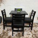 Ver imagem 1 de Conjunto Fixo 70x70 Mesa com 4 Cadeiras Estofadas Cor:preto