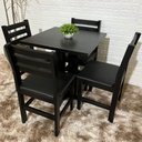 Ver imagem 2 de Conjunto Fixo 70x70 Mesa com 4 Cadeiras Estofadas Cor:preto