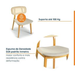 Conjunto Sala de Jantar Mesa 115cm Redonda Seiva 4 Cadeiras Liz CabeCasa MadeiraOriginals - 9