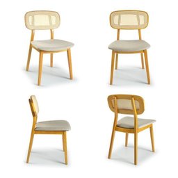 Conjunto Sala de Jantar Mesa 115cm Redonda Seiva 4 Cadeiras Liz CabeCasa MadeiraOriginals - 13