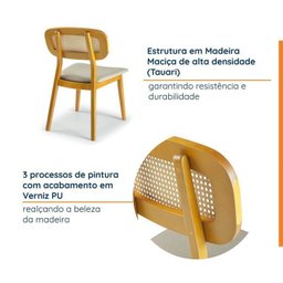 Conjunto Sala de Jantar Mesa 115cm Redonda Seiva 4 Cadeiras Liz CabeCasa MadeiraOriginals - 7