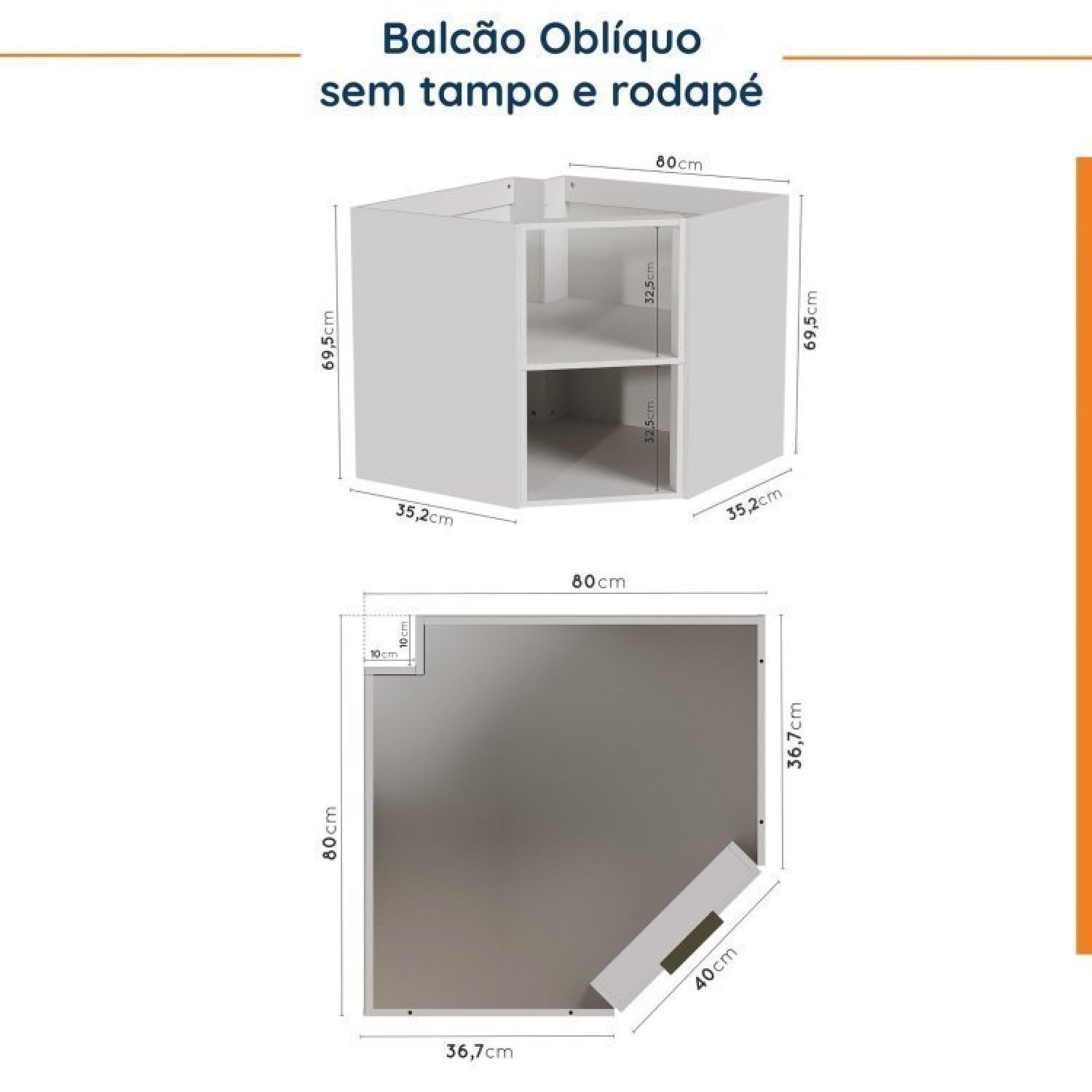 Cozinha Modulada 6 Peças Sem Tampo 3 Aéreos e 3 Balcões Ipanema CabeCasa MadeiraMadeira - 17