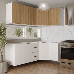 Cozinha Modulada 6 Peças Sem Tampo 3 Aéreos e 3 Balcões Ipanema CabeCasa MadeiraOriginals