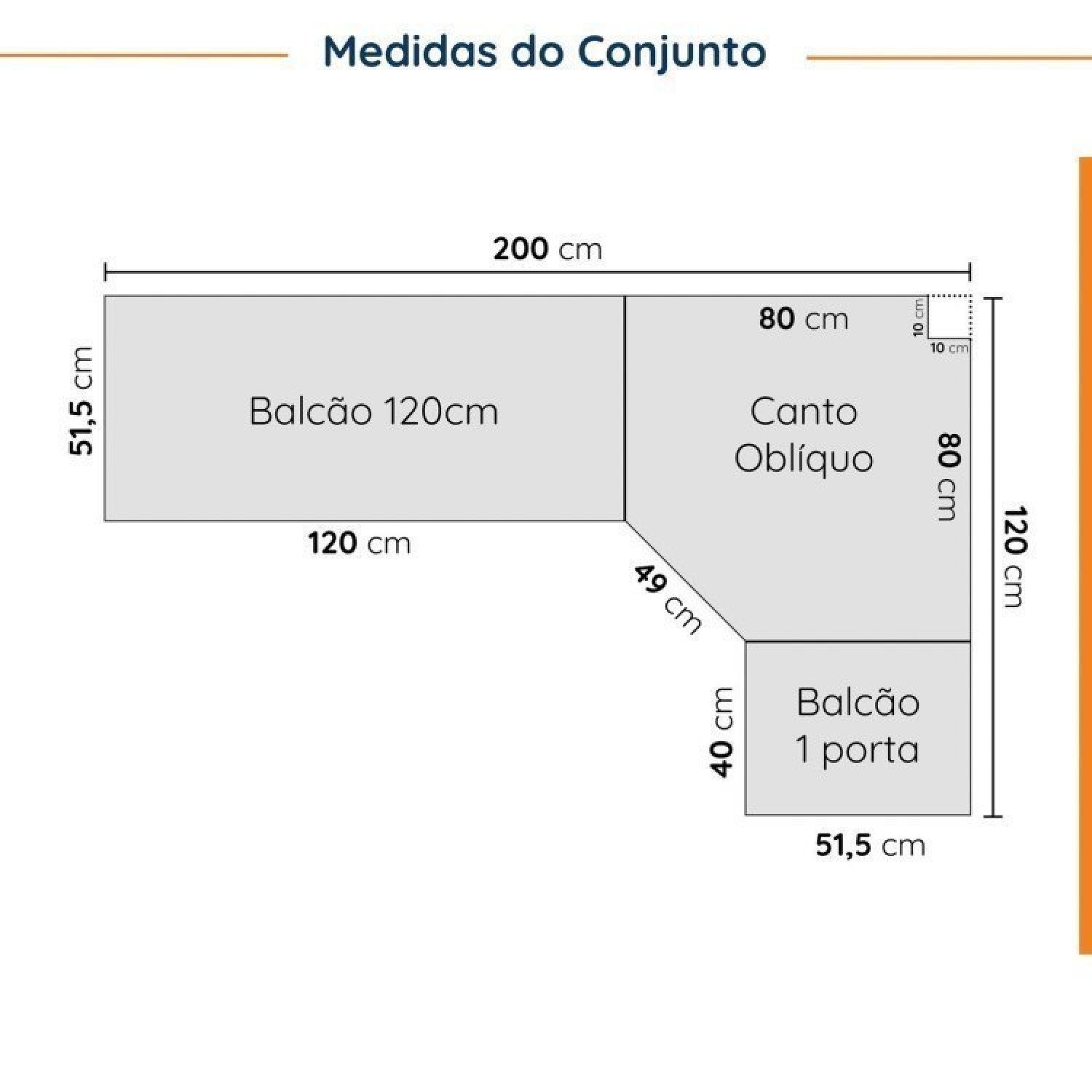 Cozinha Modulada 6 Peças Sem Tampo 3 Aéreos e 3 Balcões Ipanema CabeCasa MadeiraMadeira - 4