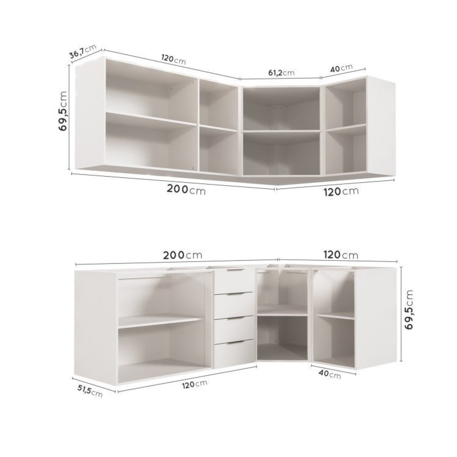 Cozinha Modulada 6 Peças Sem Tampo 3 Aéreos e 3 Balcões Ipanema CabeCasa MadeiraMadeira - 6