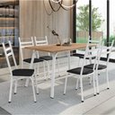 Ver imagem 2 de Conjunto de Mesa Sala de Jantar com 6 Cadeiras Tubular Tampo Bp Madeirado Retangular 1,36m Branco /