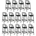 Ver imagem 1 de Kit 14 Banquetas Allegra com Encosto Design Cozinha/bancada - Preto