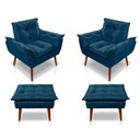 Ver imagem 1 de Kit C/02 Poltronas Opala + 02 Puffs Opala Elegante Suede Azul Marinho