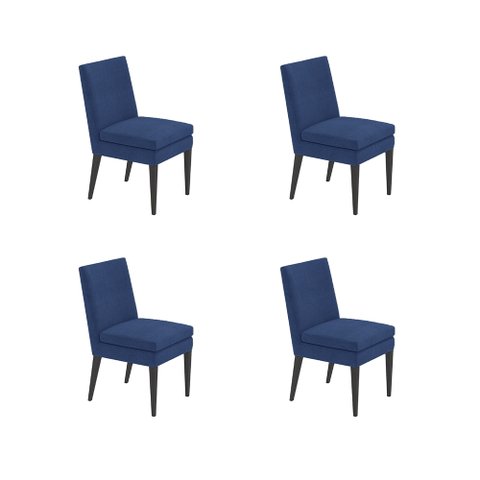 Kit 4 Cadeira de Jantar Germany Suede Azul Royal Dominic Decor