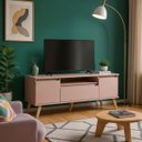 Ver imagem 4 de Rack para TV com Prateleira 150cm Retro MDF Rosa Dallas - On Móveis
