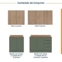 Ver imagem 5 de Cozinha Modulada 4 Peças com Tampo 2 Aéreos e 2 Balcões Ipanema CabeCasa MadeiraOriginals Verde/Acác