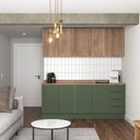 Ver imagem 3 de Cozinha Modulada 4 Peças com Tampo 2 Aéreos e 2 Balcões Ipanema CabeCasa MadeiraOriginals Verde/Acác