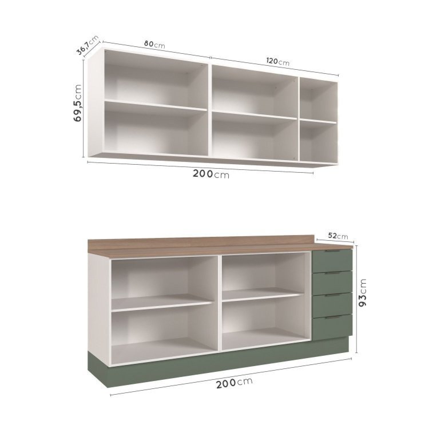 Cozinha Modulada 4 Peças com Tampo 2 Aéreos e 2 Balcões Ipanema CabeCasa MadeiraMadeira - 6