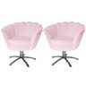 Kit 2 Poltronas Decorativa Pétala Base Giratória Metal Suede Rosa Bebê Ms Decor - 1
