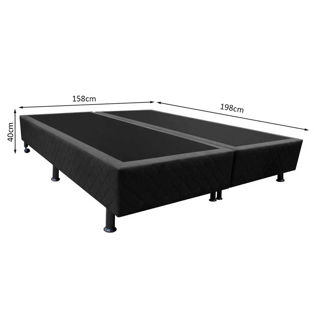 Base Box para Cama Casal Queen 158x198cm Bipartido Liz S05 Suede Bordado Preto - Mpozenato - 4