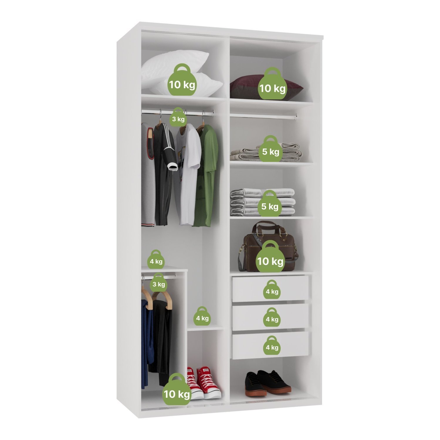 Guarda-roupa Modulado Solteiro 1,20m 2 Portas de Correr 3 Gavetas e Espelho Reflecta 100% Mdf Attual - 5