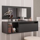 Ver imagem 2 de Penteadeira Camarim com Espelho Suspensa 90cm 1 Gaveta Elle M24 Preto - Mpozenato