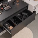 Ver imagem 5 de Penteadeira Camarim com Espelho Suspensa 90cm 1 Gaveta Elle M24 Preto - Mpozenato