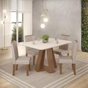 Ver imagem 2 de Mesa de Jantar Kiara Tampo Chanfrado Curvo Freijo com Tampo Off White